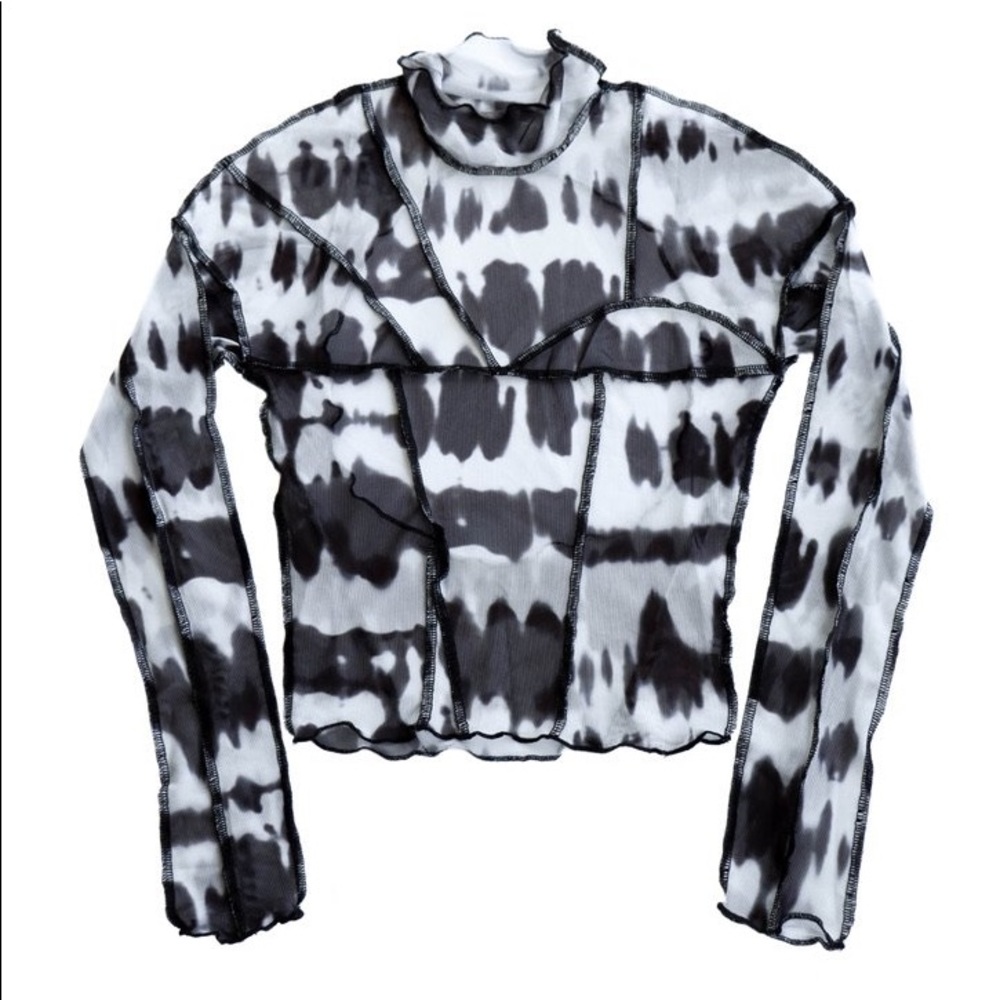 Tie dye mesh long sleeve crop top!